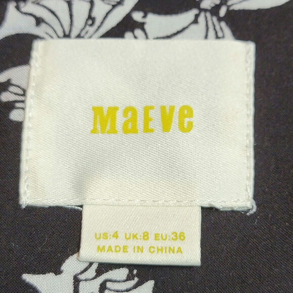 Anthropologie Maeve Black White Bow Print Shirt Long Sleeve Feminine Blouse 4 - Picture 13 of 16